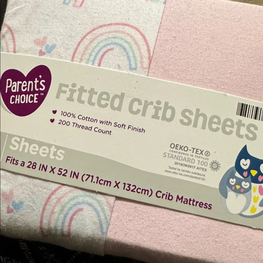 Parents Choice Fitted Crib Sheets Rainbow Pink Set of 2 Sheets
